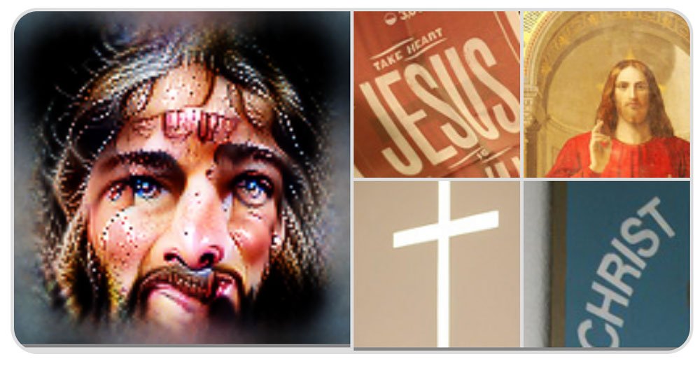 Jesus, crosses and the text Jesus