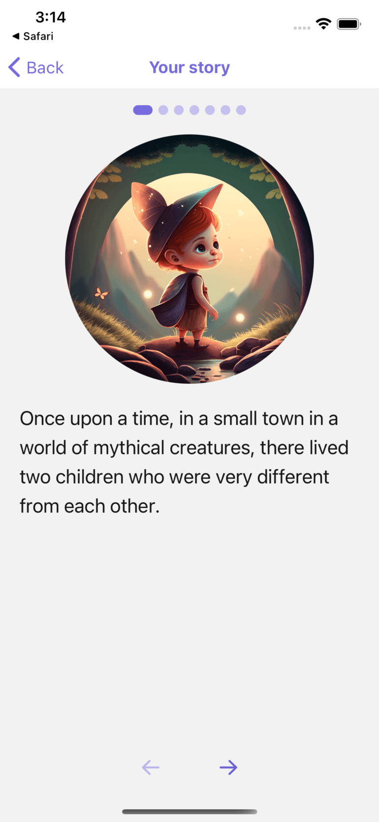 Stories and matching images are presented in an easy-to-read swipe interface.
