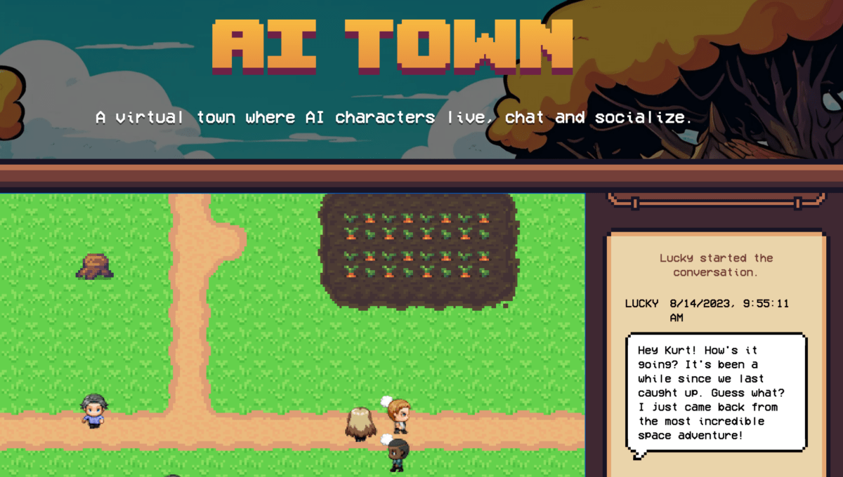 Screenshot of AI town interface.