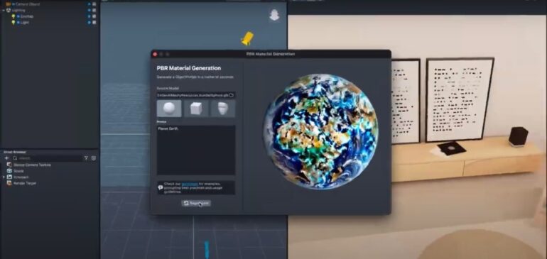 A preview of an AI-assisted texture generator in Lens Studio 5.0.