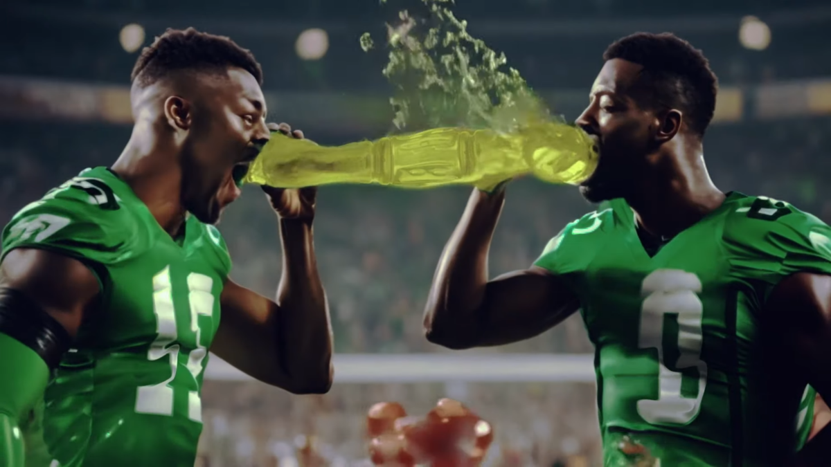 BodyArmor, a sports drink brand owned by Coca-Cola, is using AI-generated imagery in its regional Super Bowl ad campaign called "Field of Fake."
