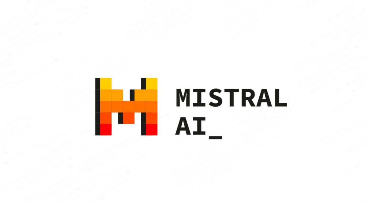 The Mistral AI logo, a large, pixelated M with the lettering MIstral AI next to it.
