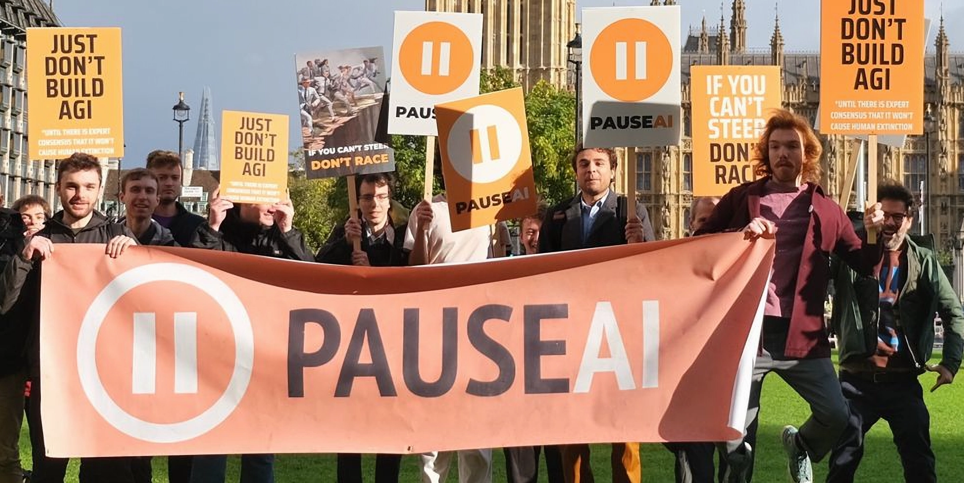 Pause AI and No AGI activists protest against AGI outside OpenAI office