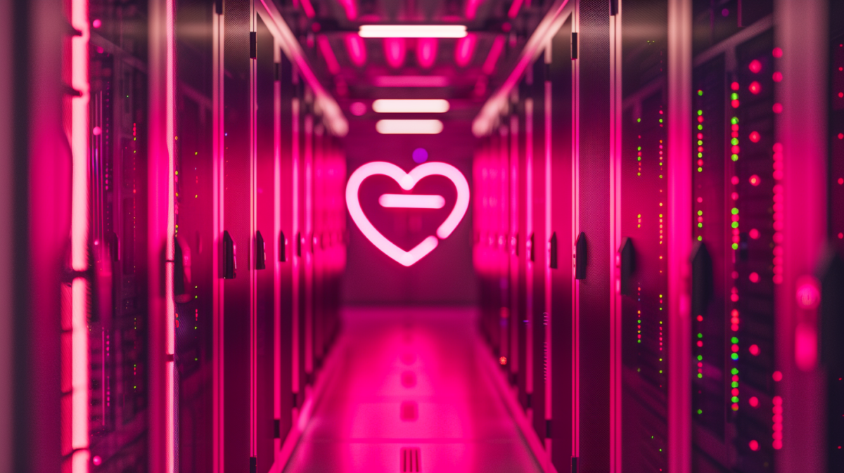 valentines day in a data center, bloomcore, pop-inspired