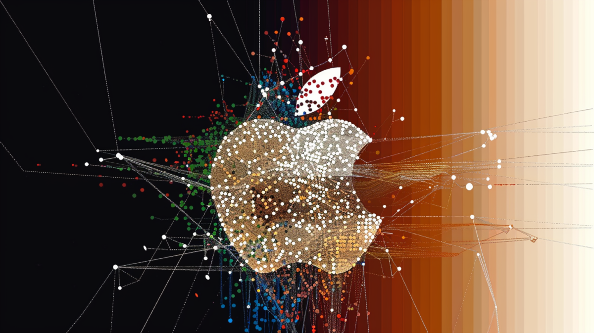 the apple logo generated within a neural network, it's just being constructed