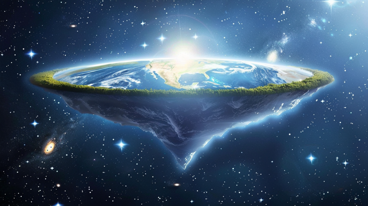 Illustration of a flat earth