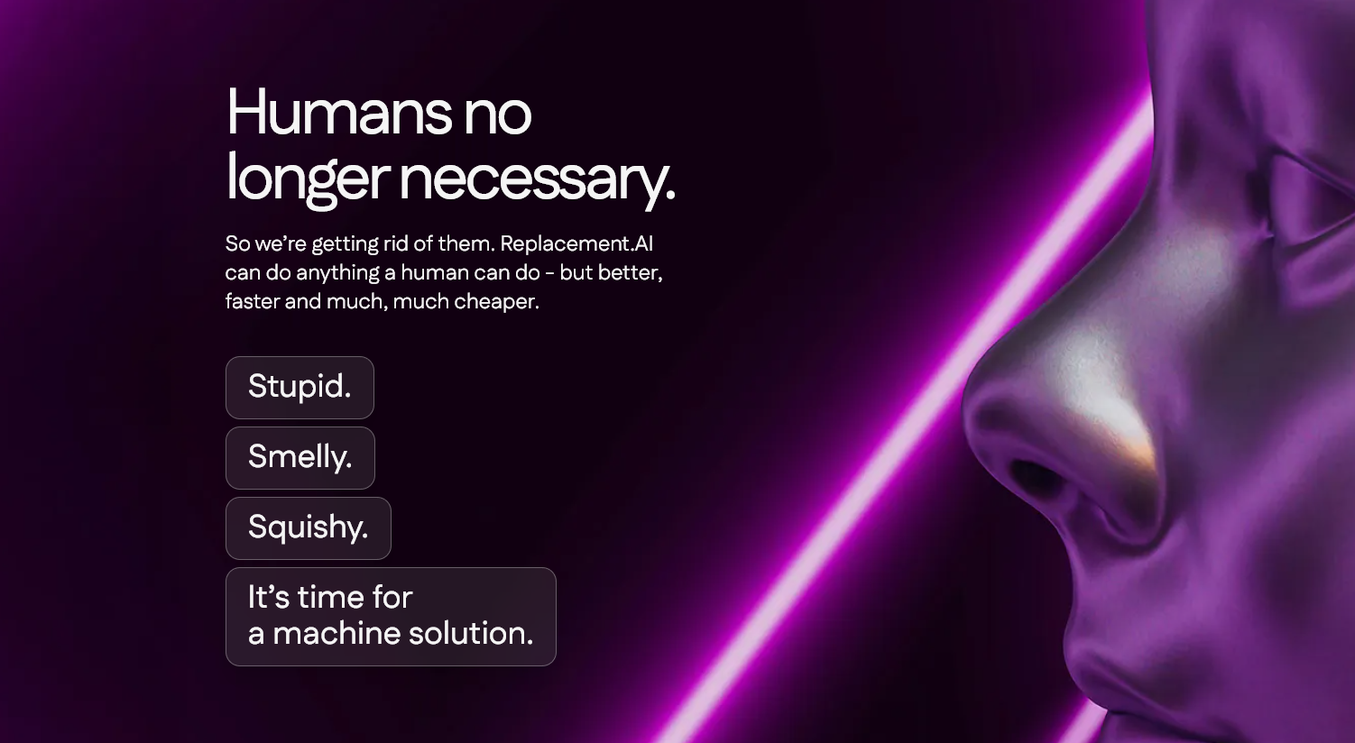 A parody website mocks the hype and dangers of the current large language model boom